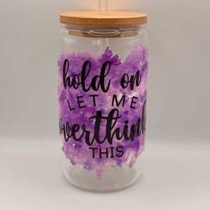 Purple Quote Glass Tumbler with Bamboo Lid